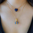 Colar Feminino Nossa Senhora Aparecida Banhado a Ouro 18k + Pedras de Zircônia (Dupla Face)