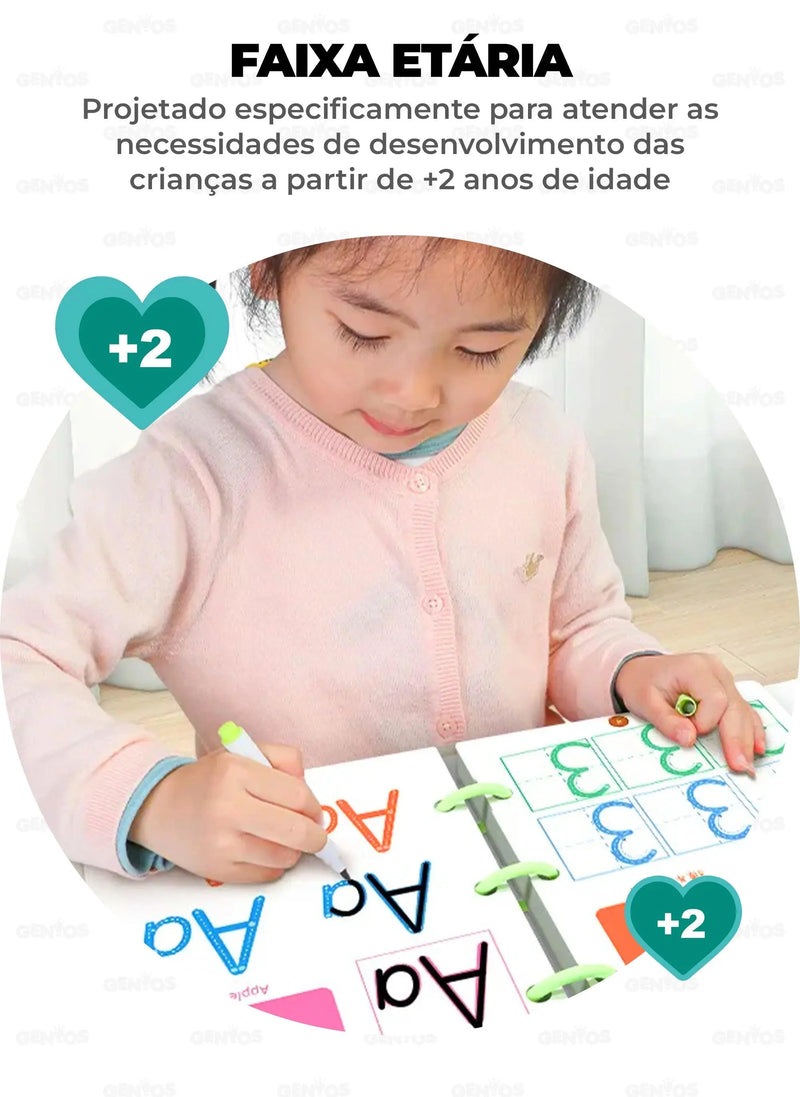 Livro de Desenvolvimento Infantil Buzz® + 8 Canetinhas e Apagador de Brinde